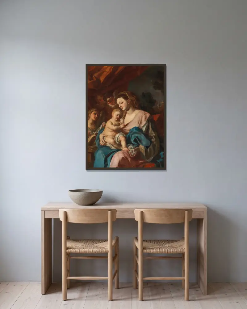 Madonna And Child – nr 1 av Francesco Solimena inramad på en vägg