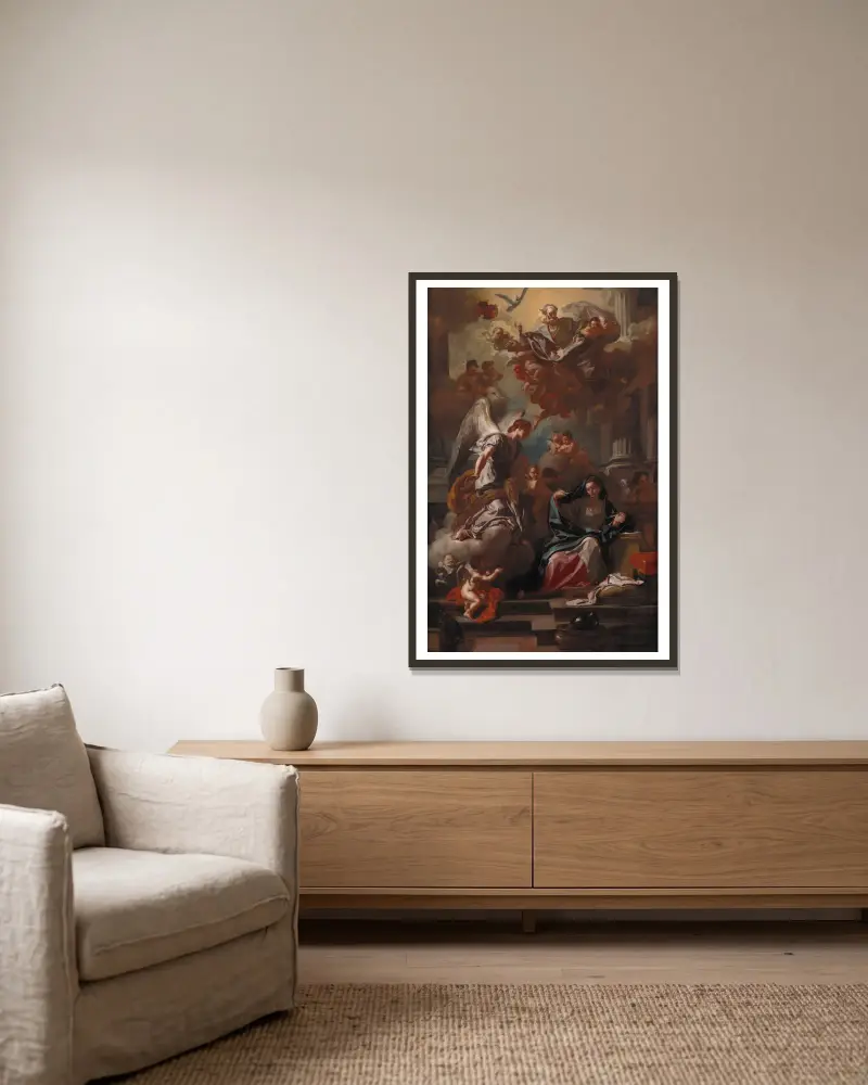 Die Verkündigung von Francesco Solimena gerahmt an einer Wand