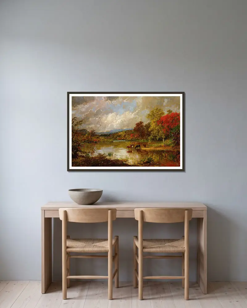 Autumn Afternoon av Jasper Francis Cropsey inramad på en vägg