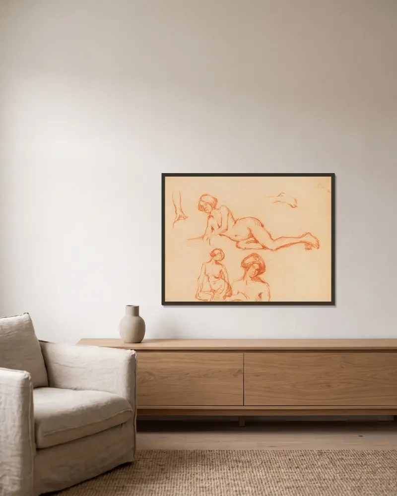 Aktstudie av Francis Picabia inramad på en vägg