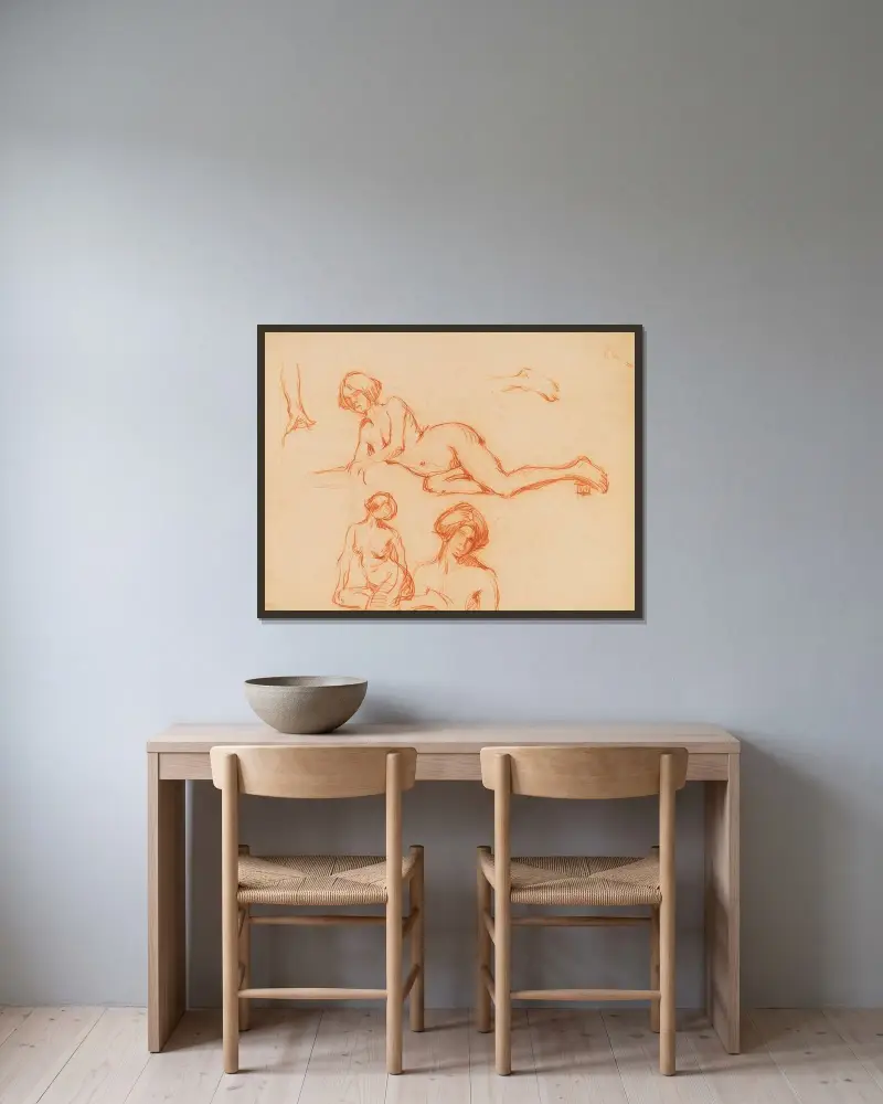 Aktstudie av Francis Picabia inramad på en vägg