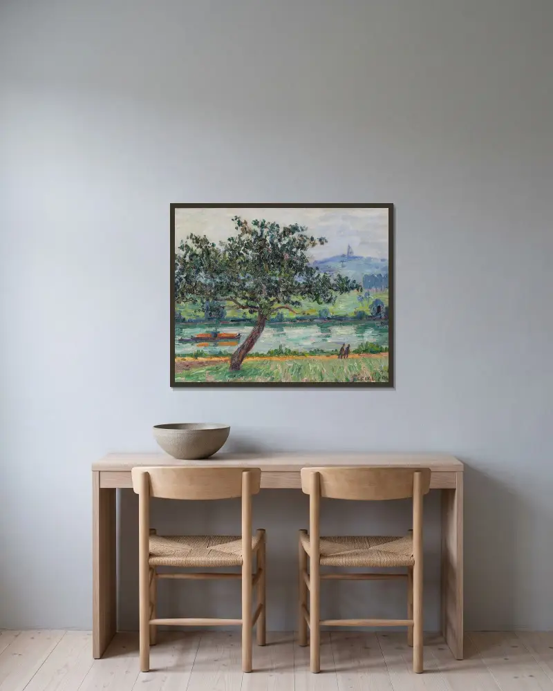 Loires stränder, St. Julien sur Loire av Francis Picabia inramad på en vägg
