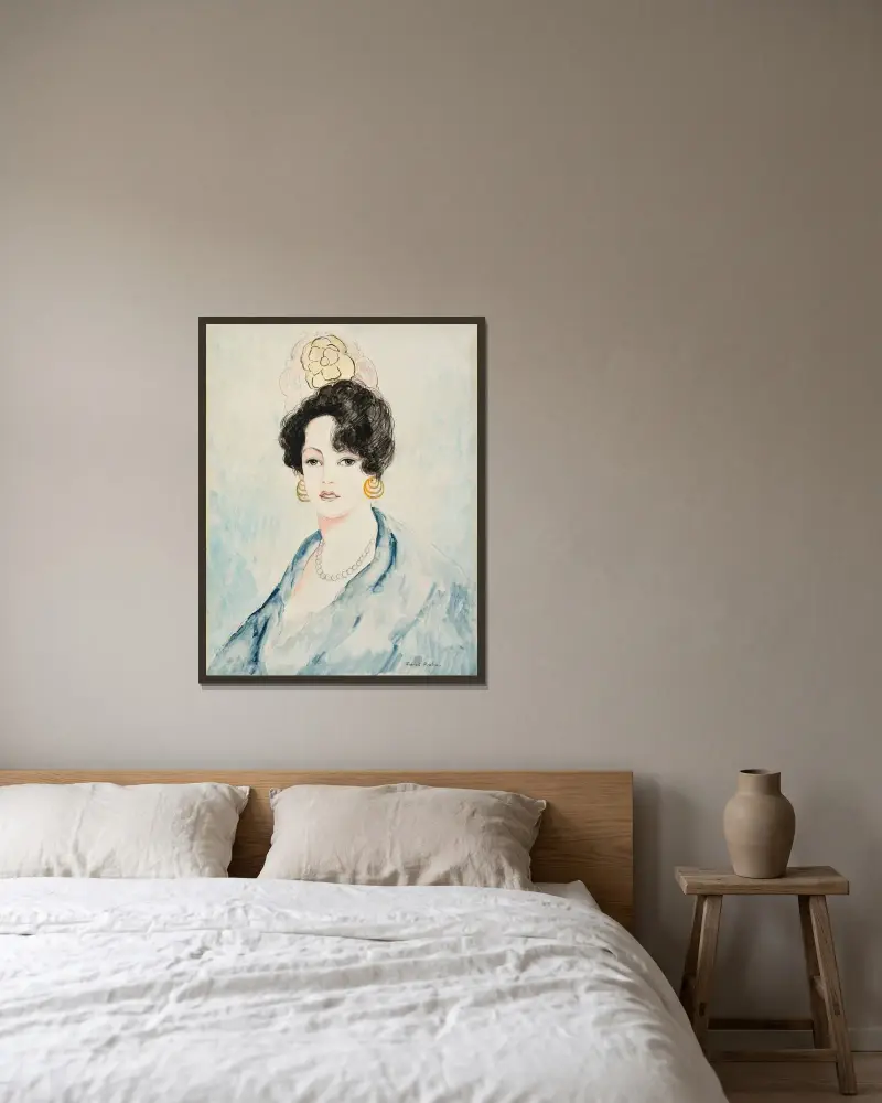 Svarta örhängen av Francis Picabia inramad på en vägg