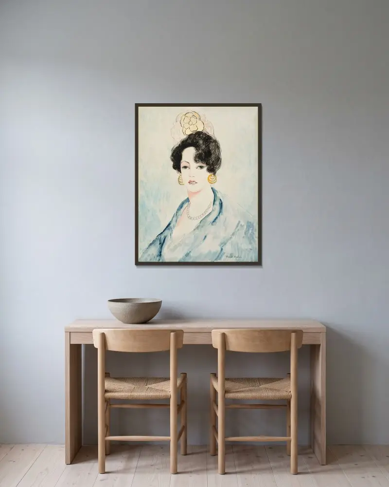 Svarta örhängen av Francis Picabia inramad på en vägg