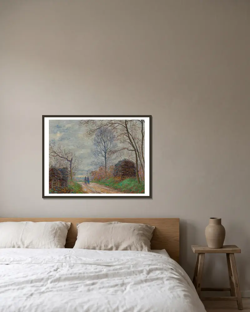 Chemin des Sablons à Moret av Francis Picabia inramad på en vägg