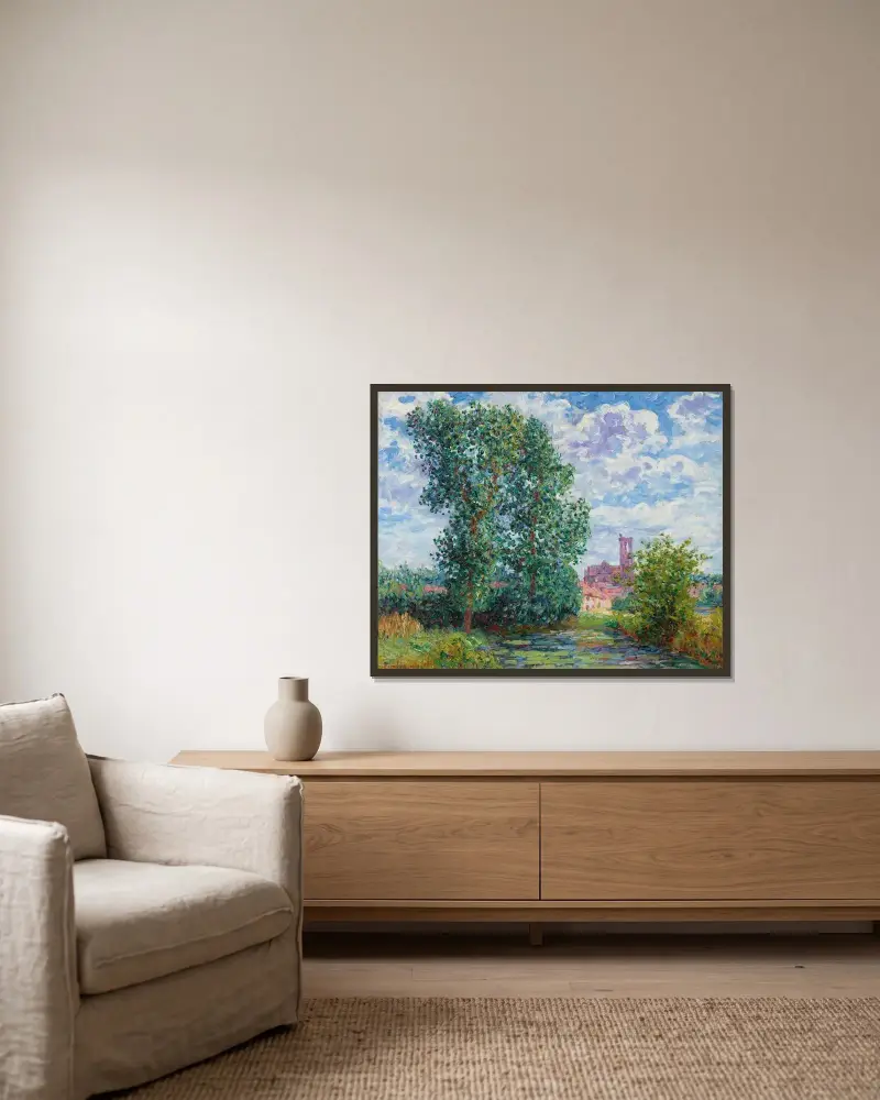 Soleffekt under oväder, Larchant av Francis Picabia inramad på en vägg