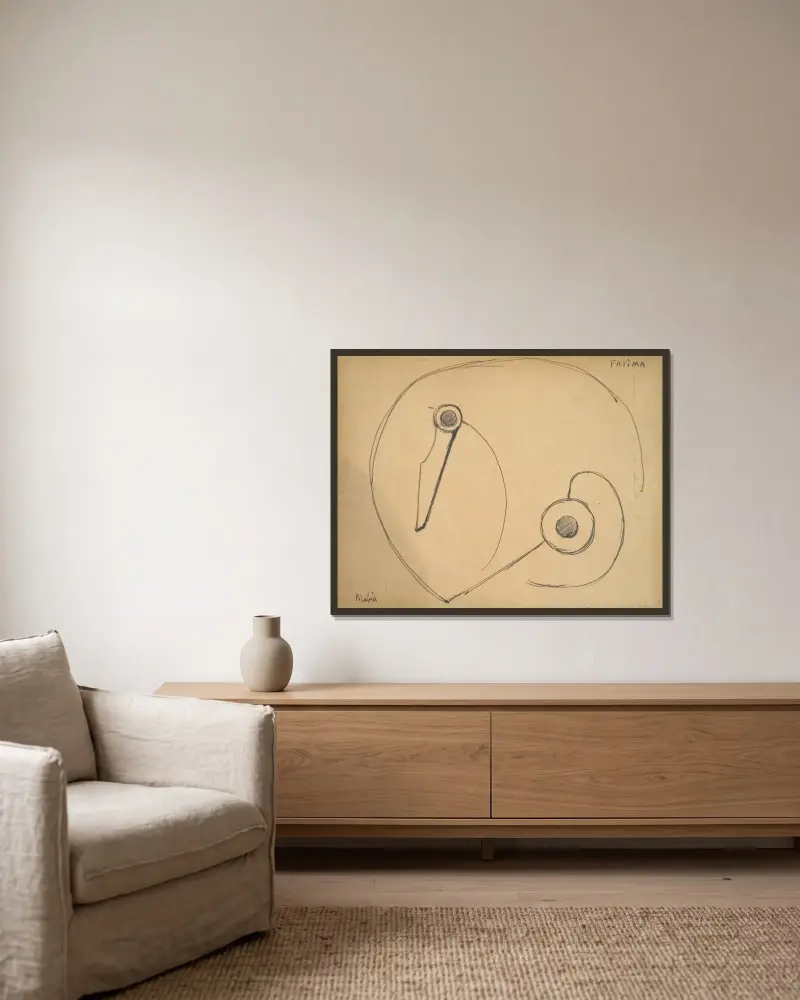 Fatima av Francis Picabia inramad på en vägg