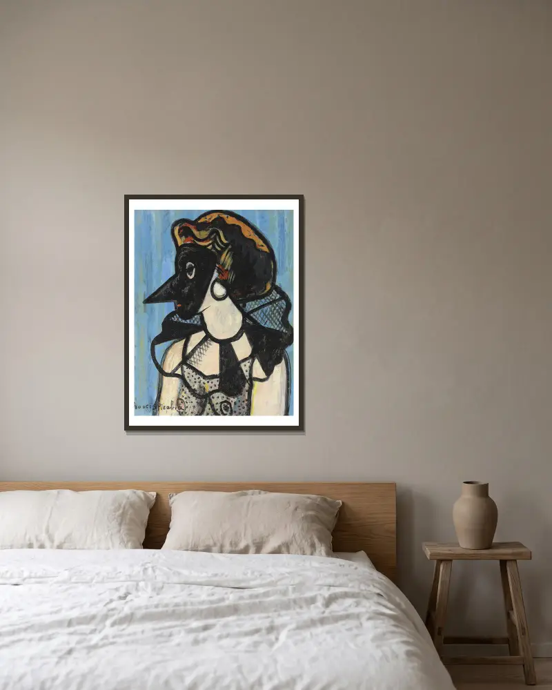 Femme au masque av Francis Picabia inramad på en vägg