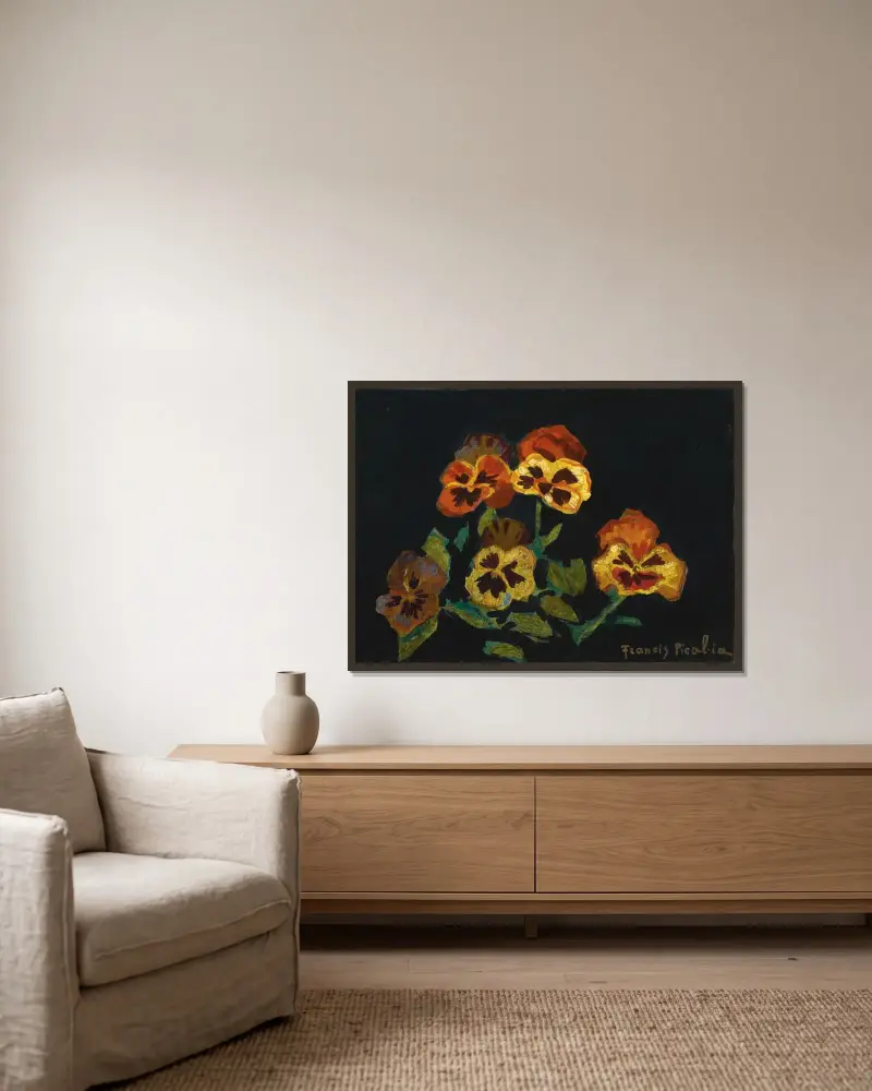 Fleurs av Francis Picabia inramad på en vägg