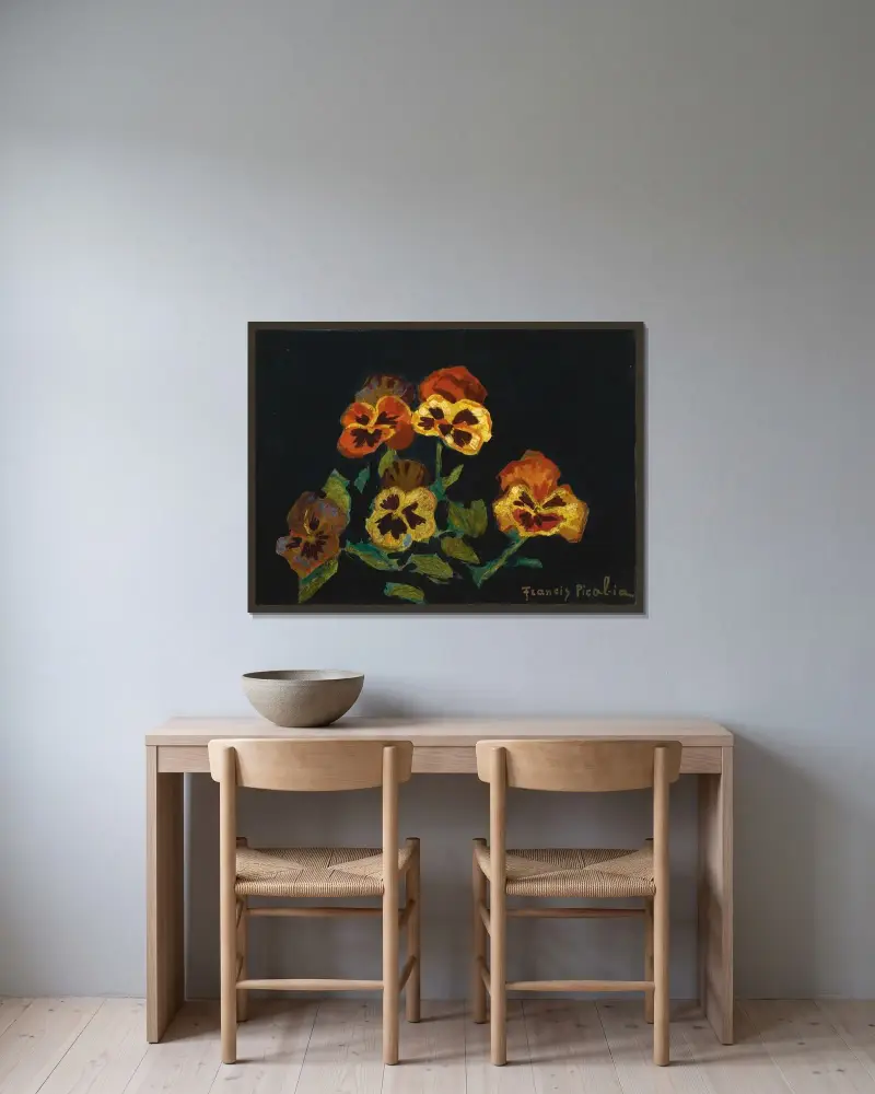 Fleurs av Francis Picabia inramad på en vägg