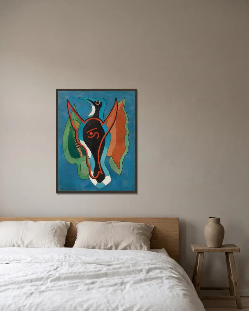 Blåskata av Francis Picabia inramad på en vägg