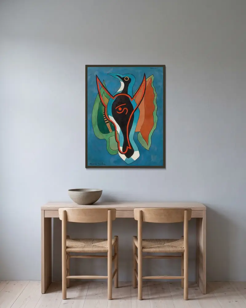 Blåskata av Francis Picabia inramad på en vägg