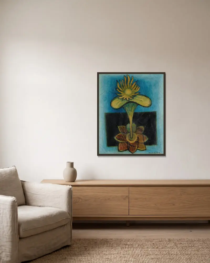 Blomman av Francis Picabia inramad på en vägg