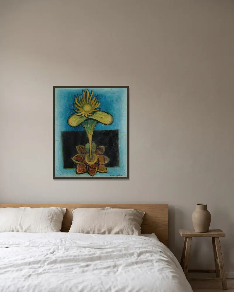 Blomman av Francis Picabia inramad på en vägg
