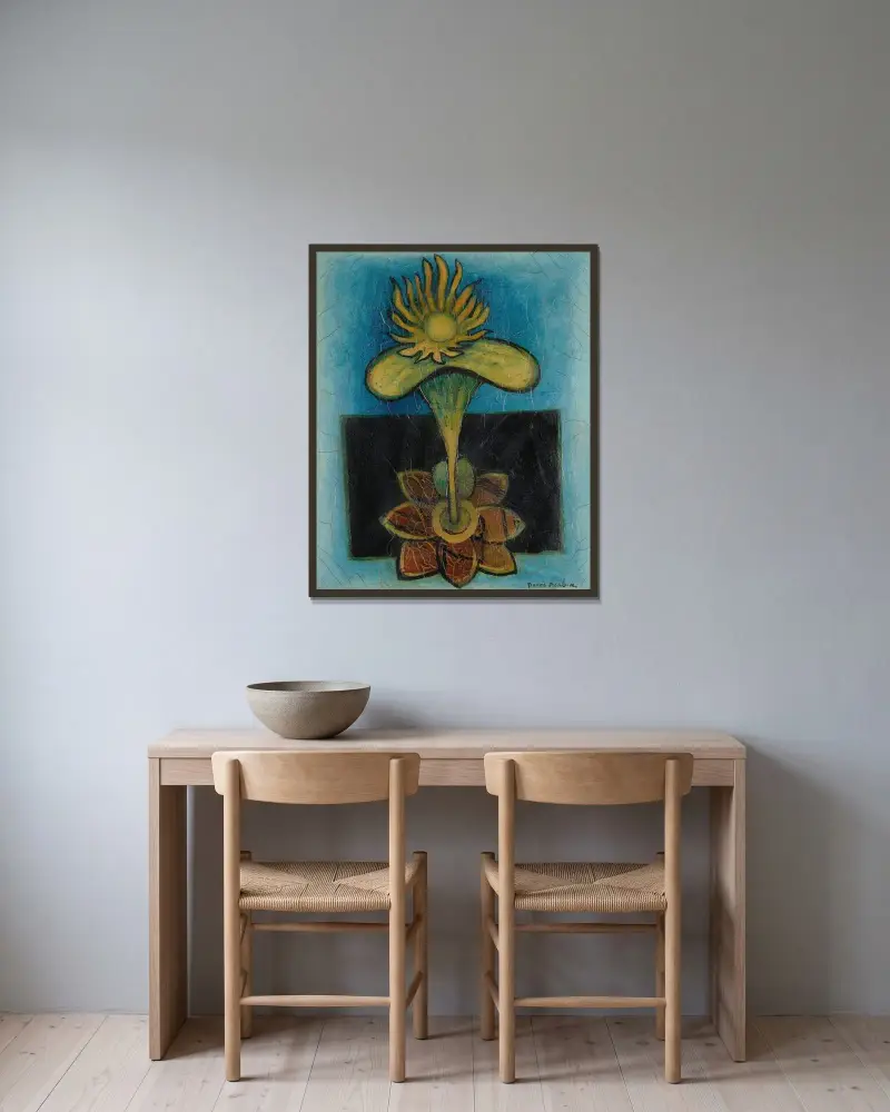 Blomman av Francis Picabia inramad på en vägg