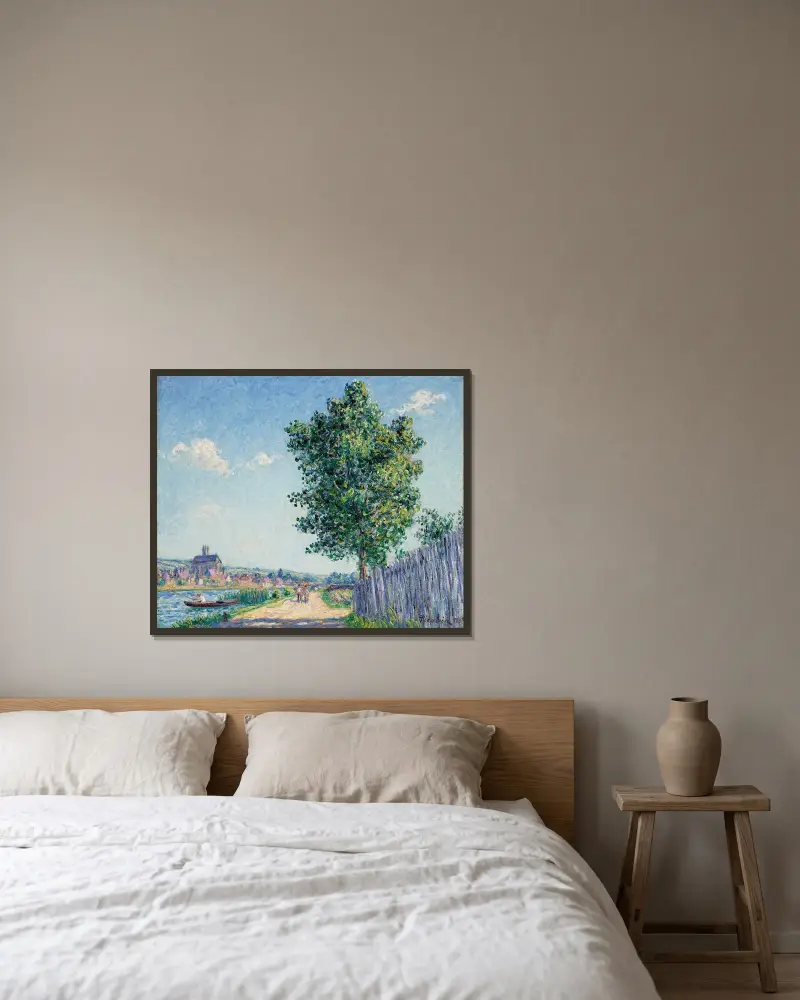 Poppeln, soleffekt, Villeneuve-sur-Yonne av Francis Picabia inramad på en vägg