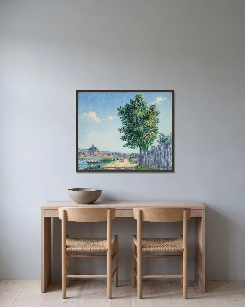 Poppeln, soleffekt, Villeneuve-sur-Yonne av Francis Picabia inramad på en vägg