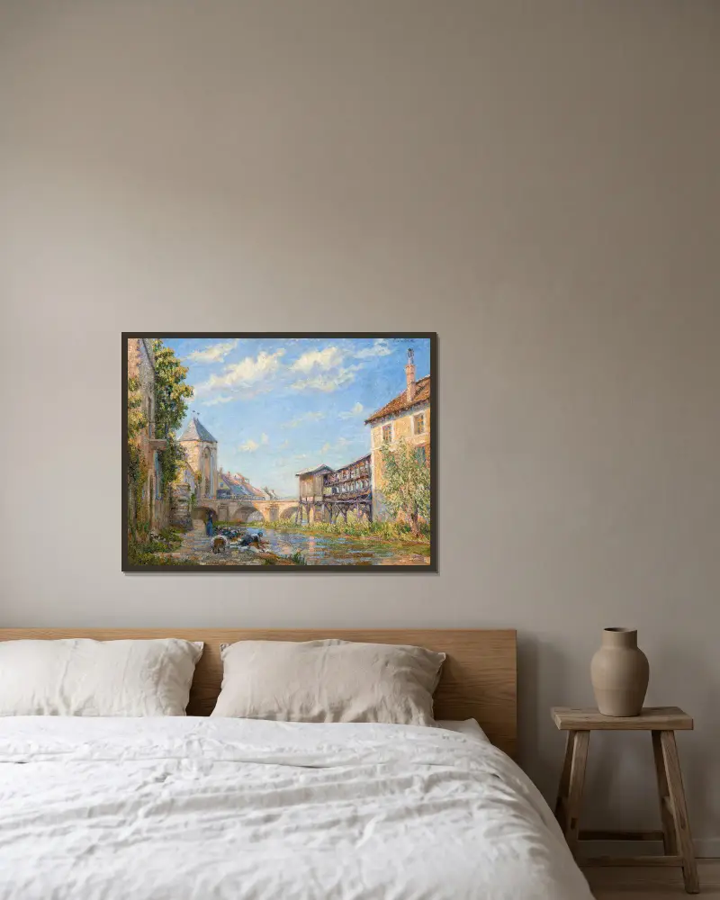 Les laveuses à Moret av Francis Picabia inramad på en vägg