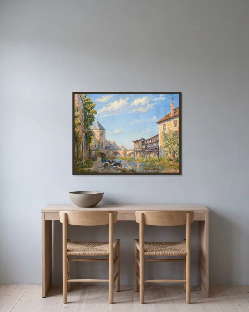 Les laveuses à Moret av Francis Picabia inramad på en vägg