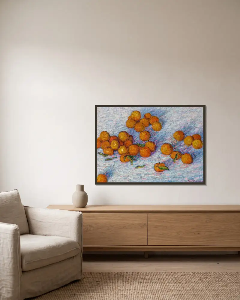 Apelsinerna av Francis Picabia inramad på en vägg