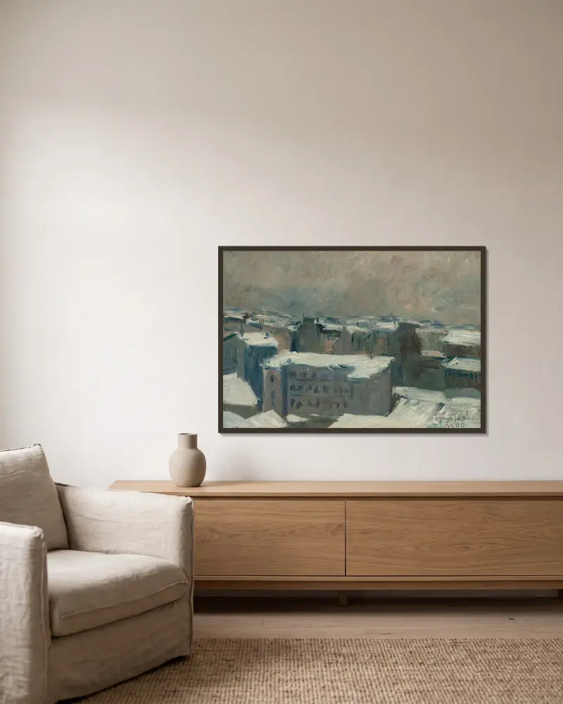 Paris hustak av Francis Picabia inramad på en vägg