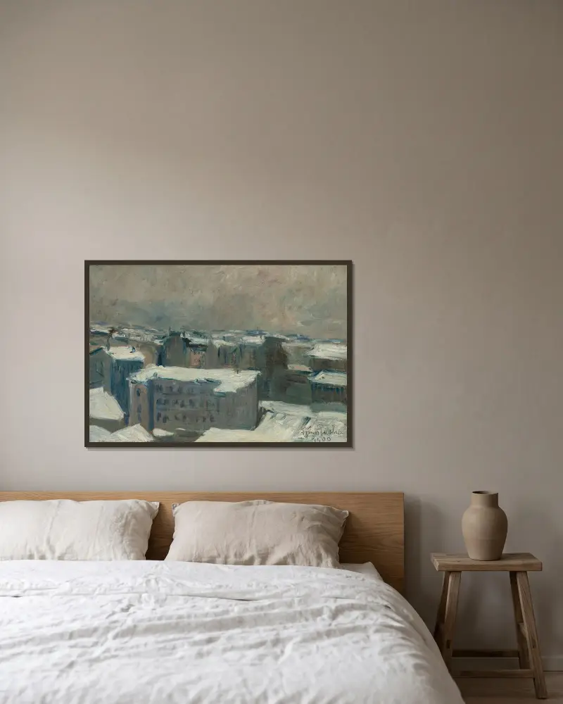 Paris hustak av Francis Picabia inramad på en vägg