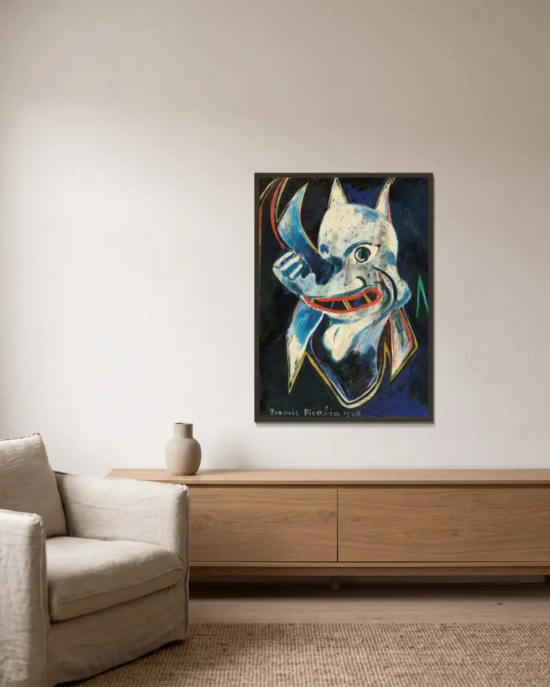 Monstre av Francis Picabia inramad på en vägg