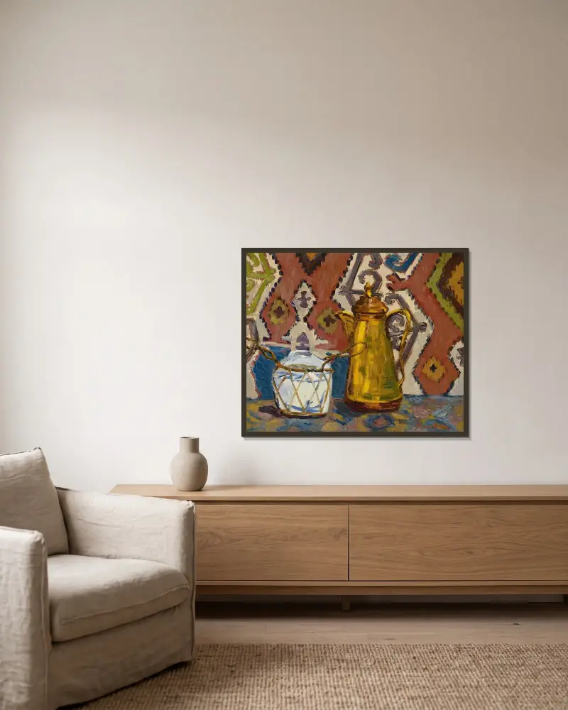 Stilleben av Francis Picabia inramad på en vägg