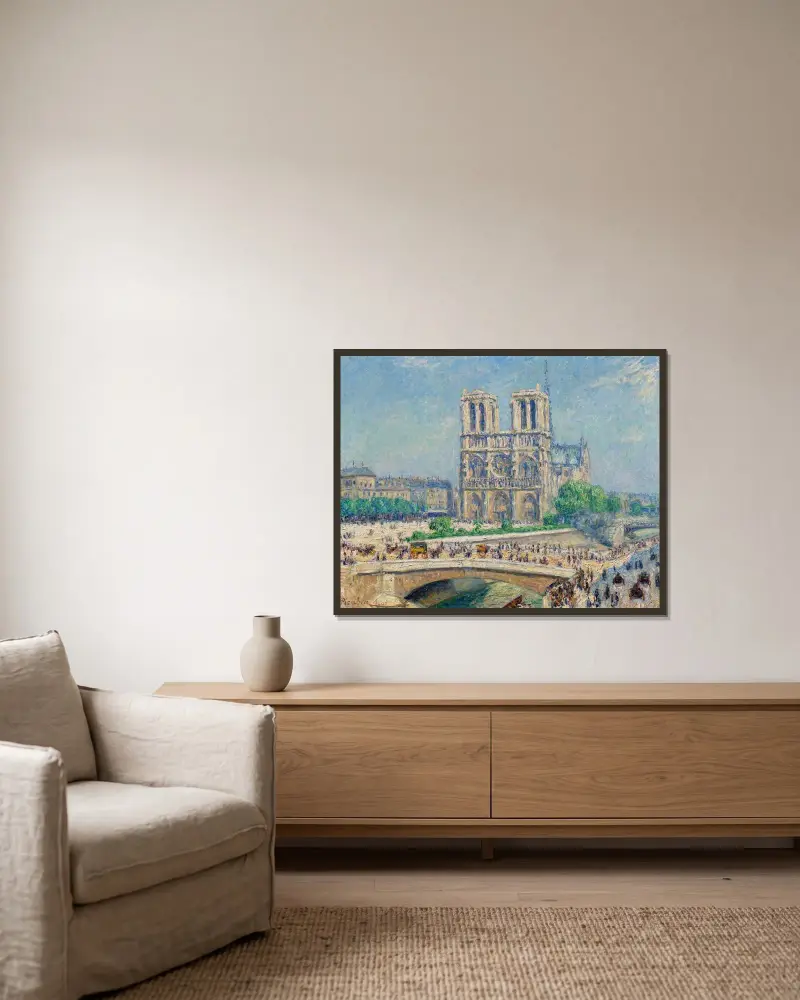 Notre-Dame, soleffekt av Francis Picabia inramad på en vägg