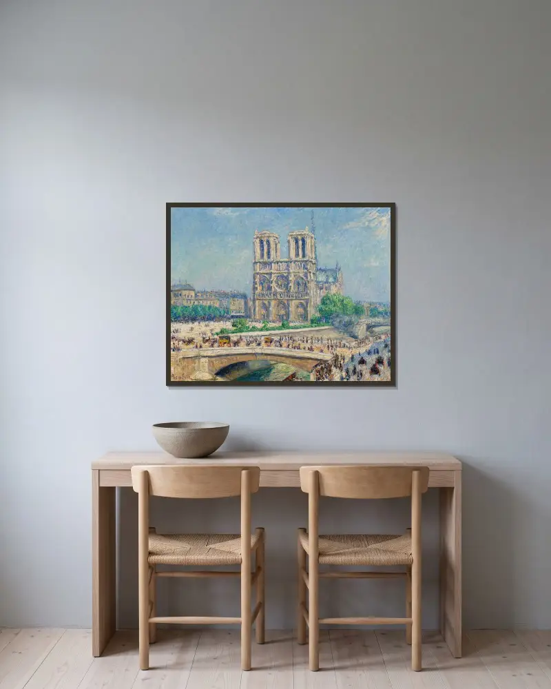 Notre-Dame, soleffekt av Francis Picabia inramad på en vägg