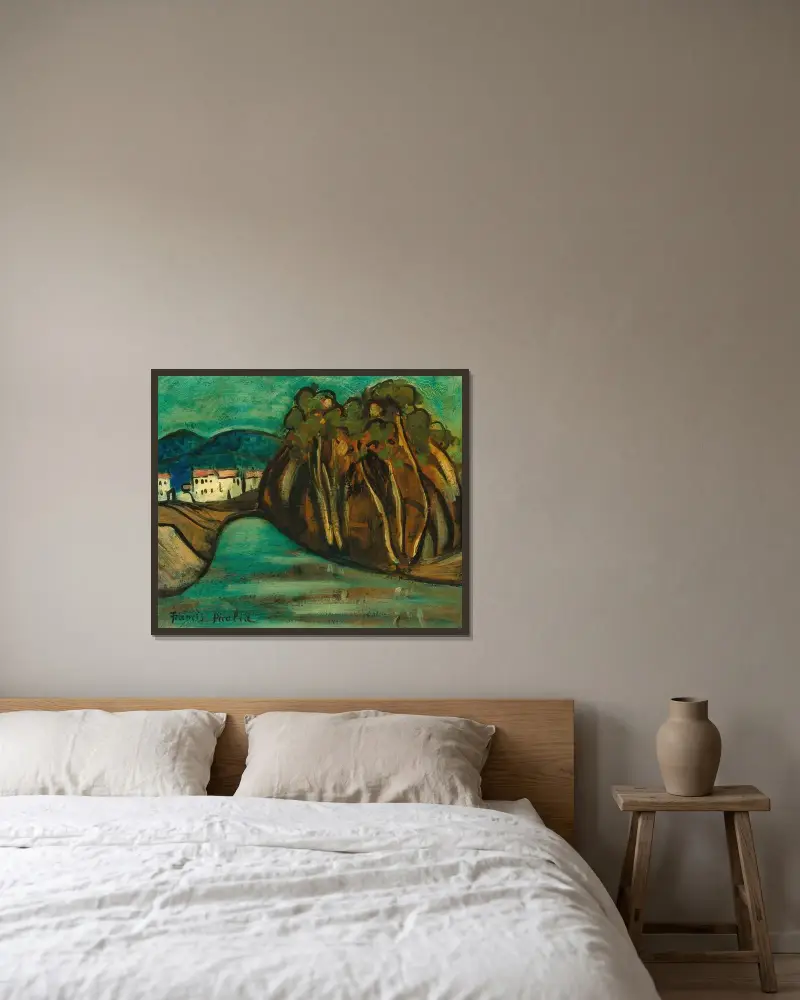 Landskap av Francis Picabia inramad på en vägg