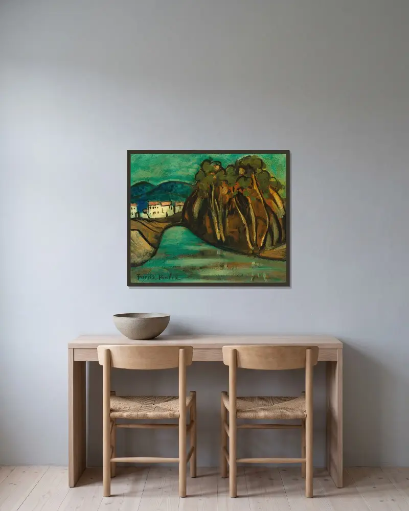 Landskap av Francis Picabia inramad på en vägg