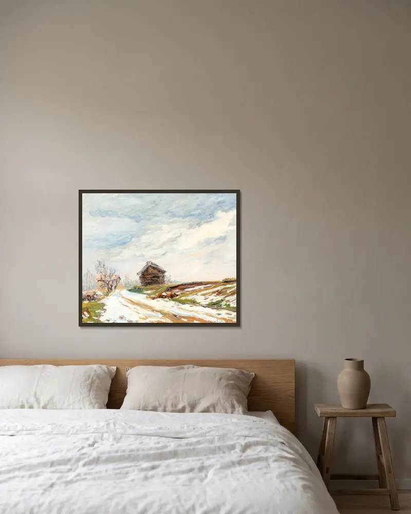 Vinterlandskap, Moret av Francis Picabia inramad på en vägg