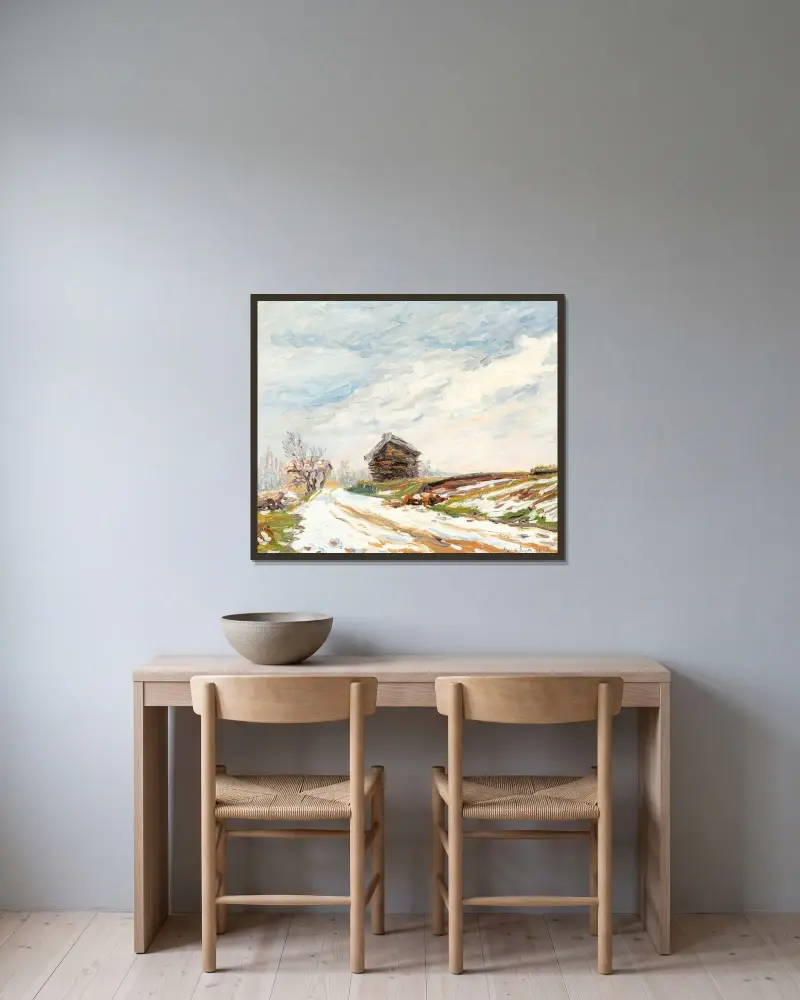 Vinterlandskap, Moret av Francis Picabia inramad på en vägg