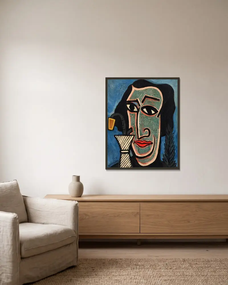 Spansk poet av Francis Picabia inramad på en vägg