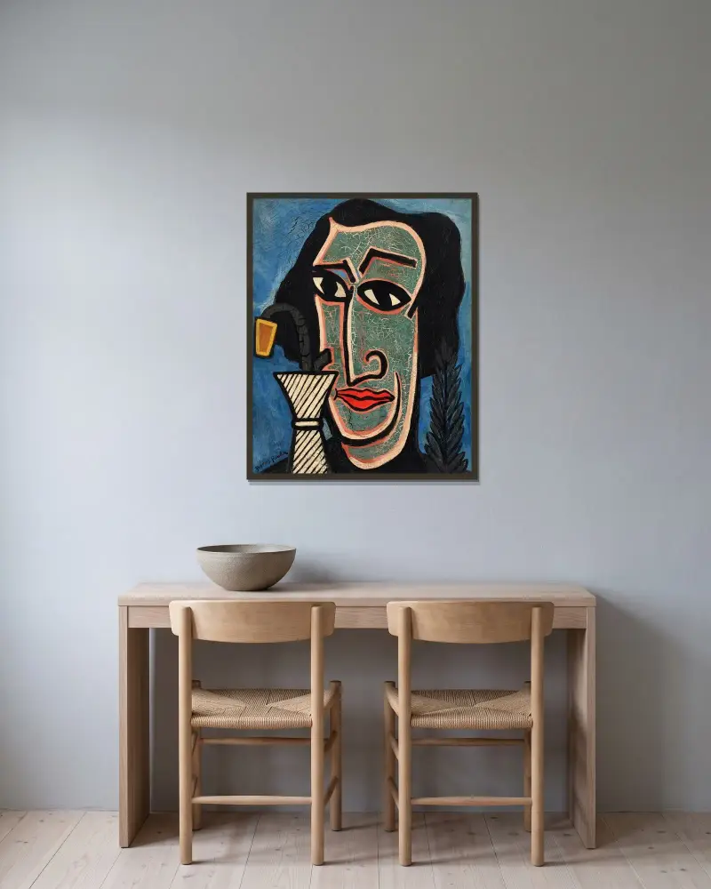 Spansk poet av Francis Picabia inramad på en vägg