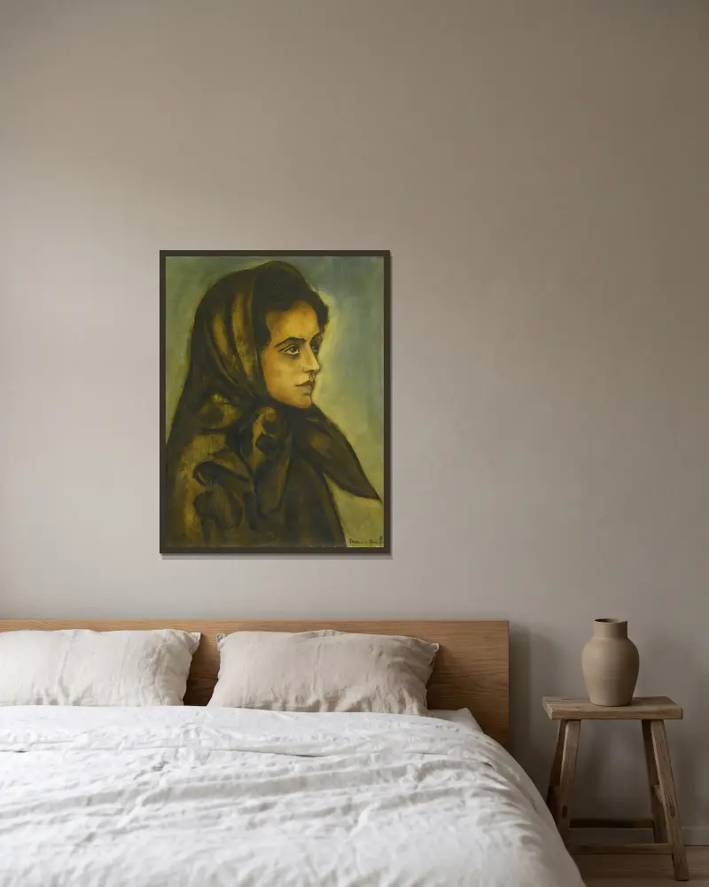 Portrait de Femme av Francis Picabia inramad på en vägg