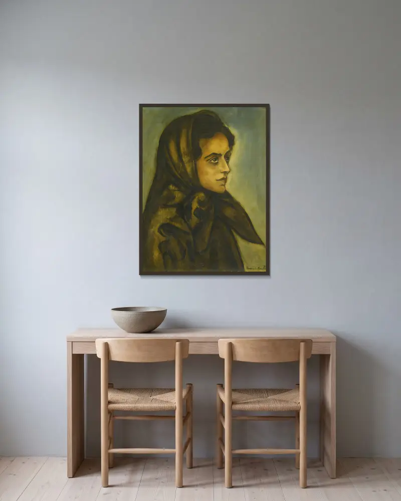 Portrait de Femme av Francis Picabia inramad på en vägg