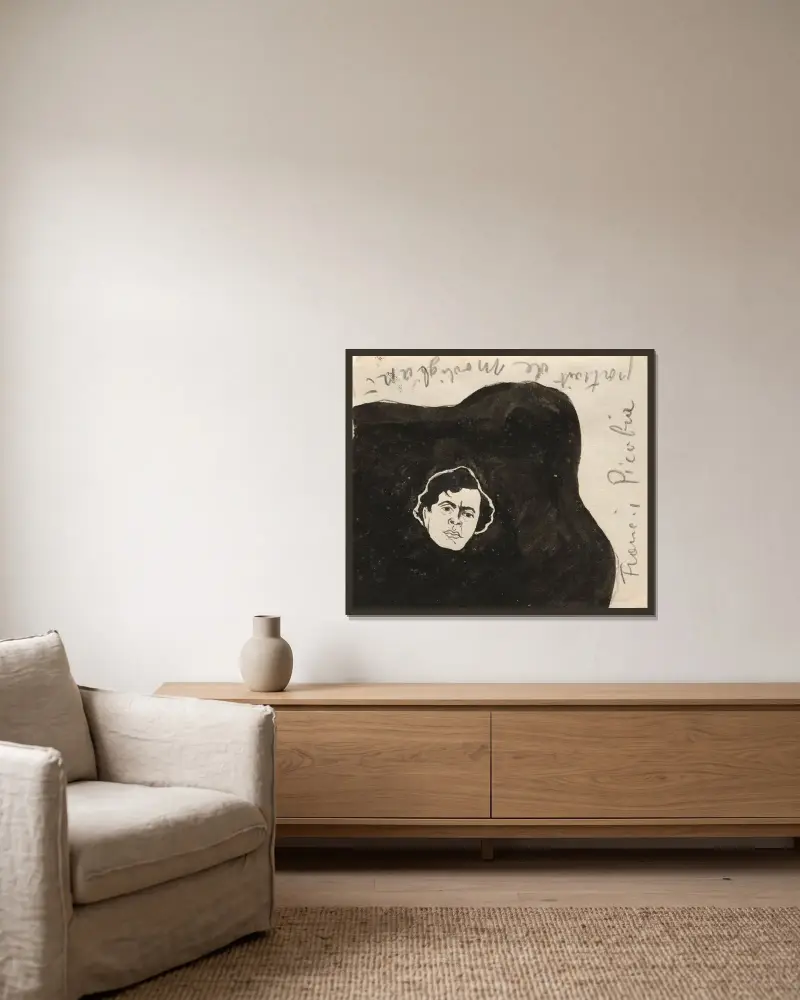 Porträtt av Modigliani av Francis Picabia inramad på en vägg