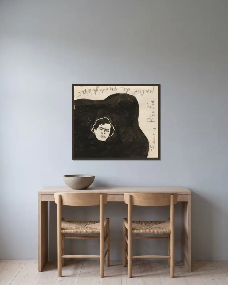 Porträtt av Modigliani av Francis Picabia inramad på en vägg