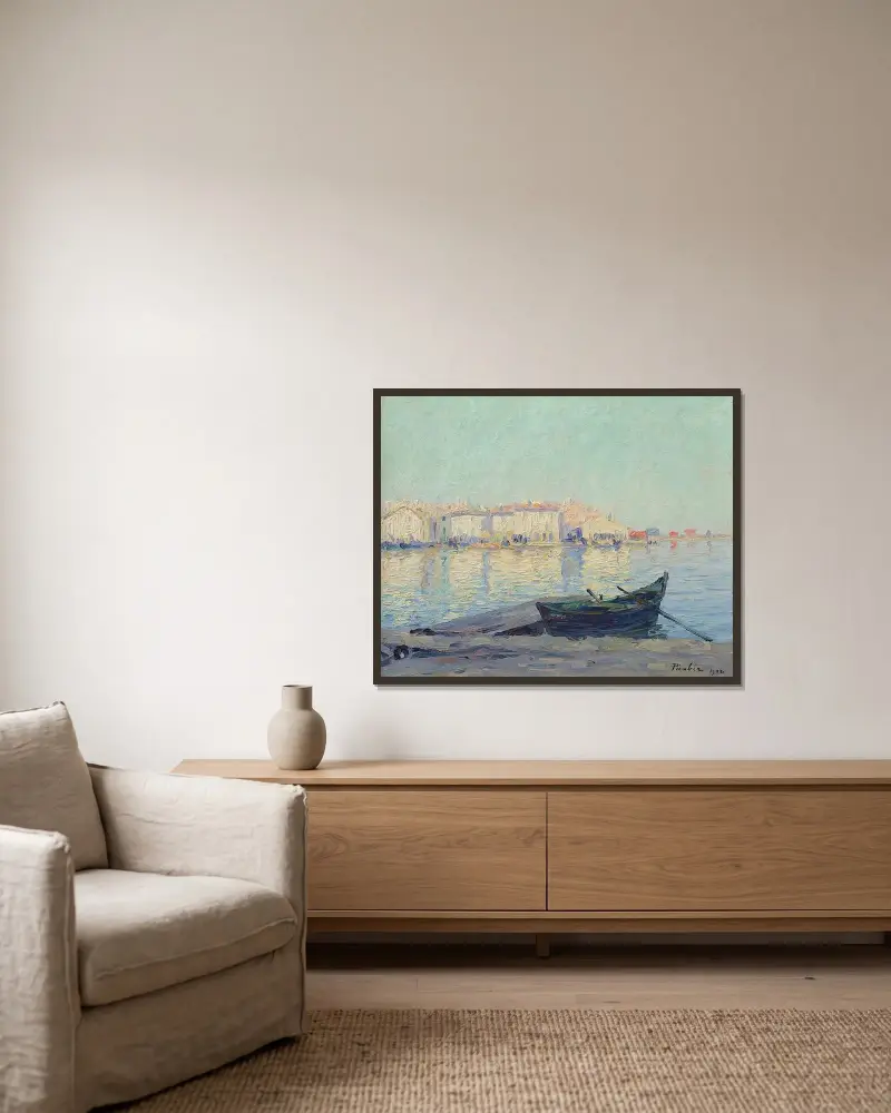 Utan titel (Martigues hamn) av Francis Picabia inramad på en vägg
