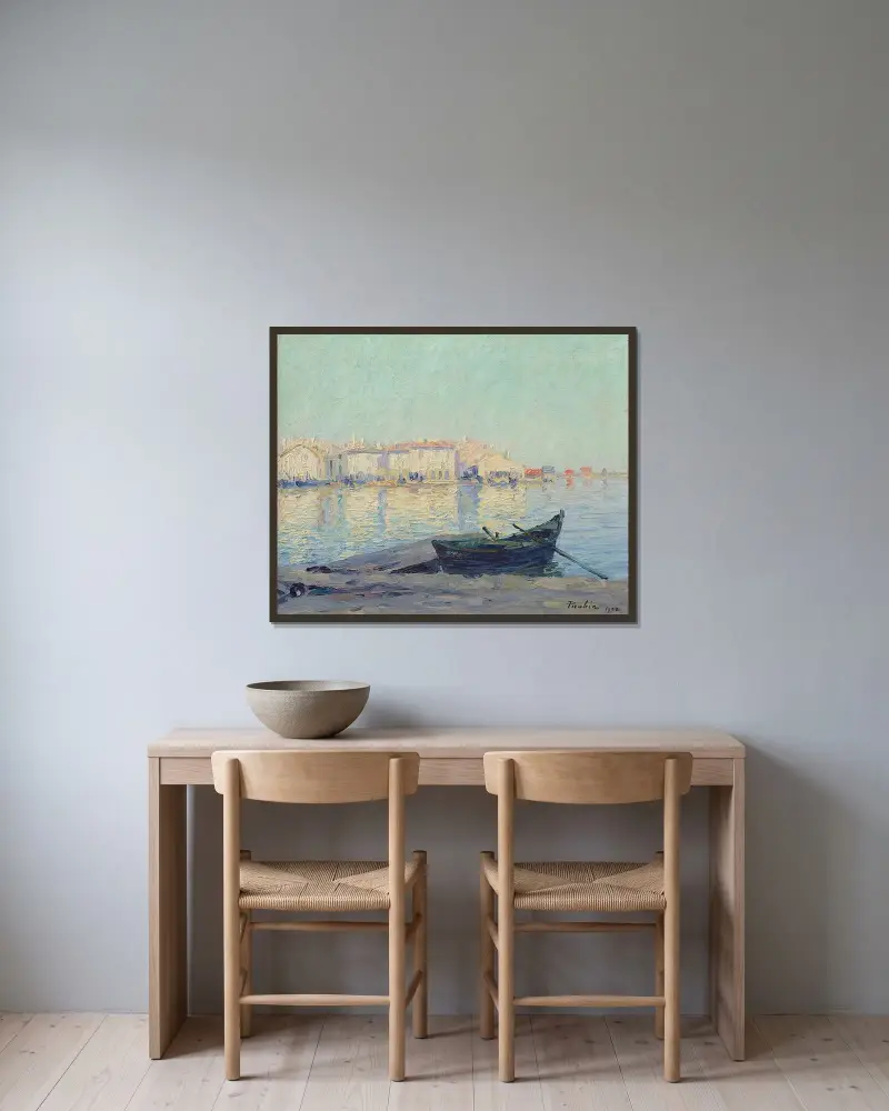 Utan titel (Martigues hamn) av Francis Picabia inramad på en vägg