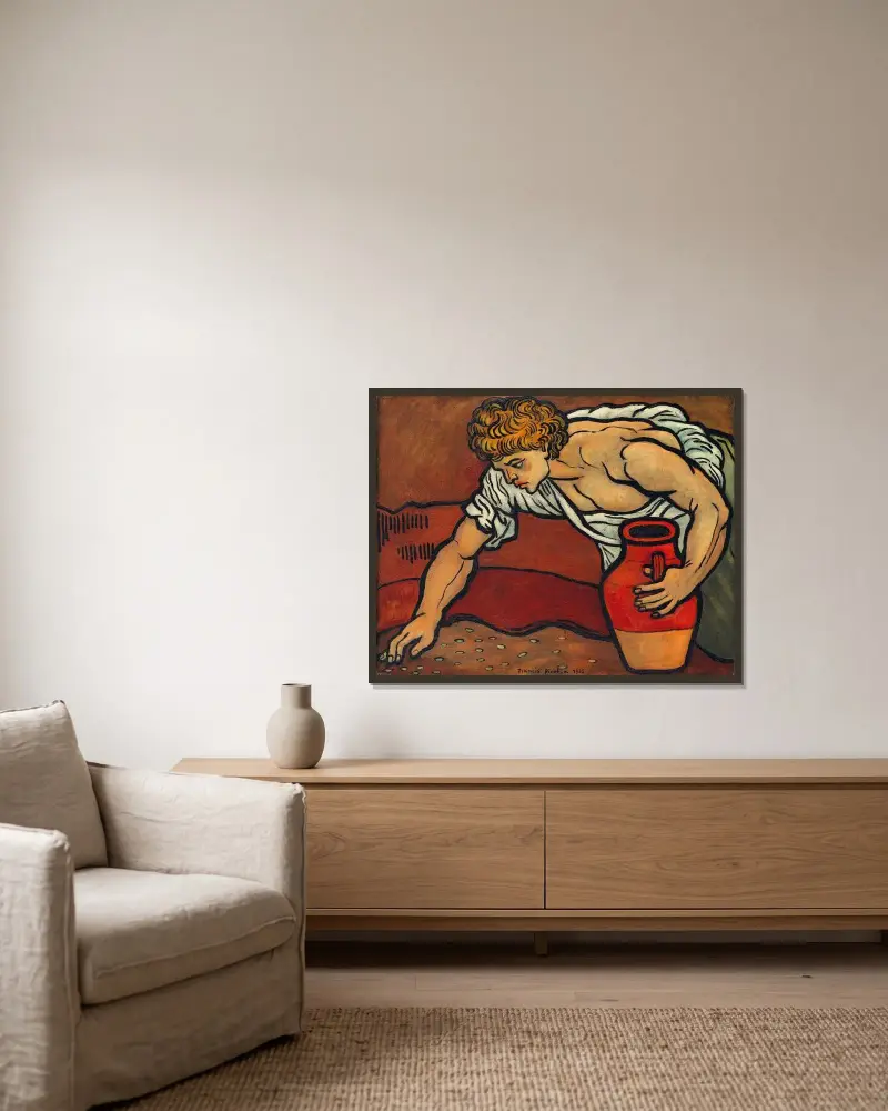 Utan titel (Pojke med kruka) av Francis Picabia inramad på en vägg