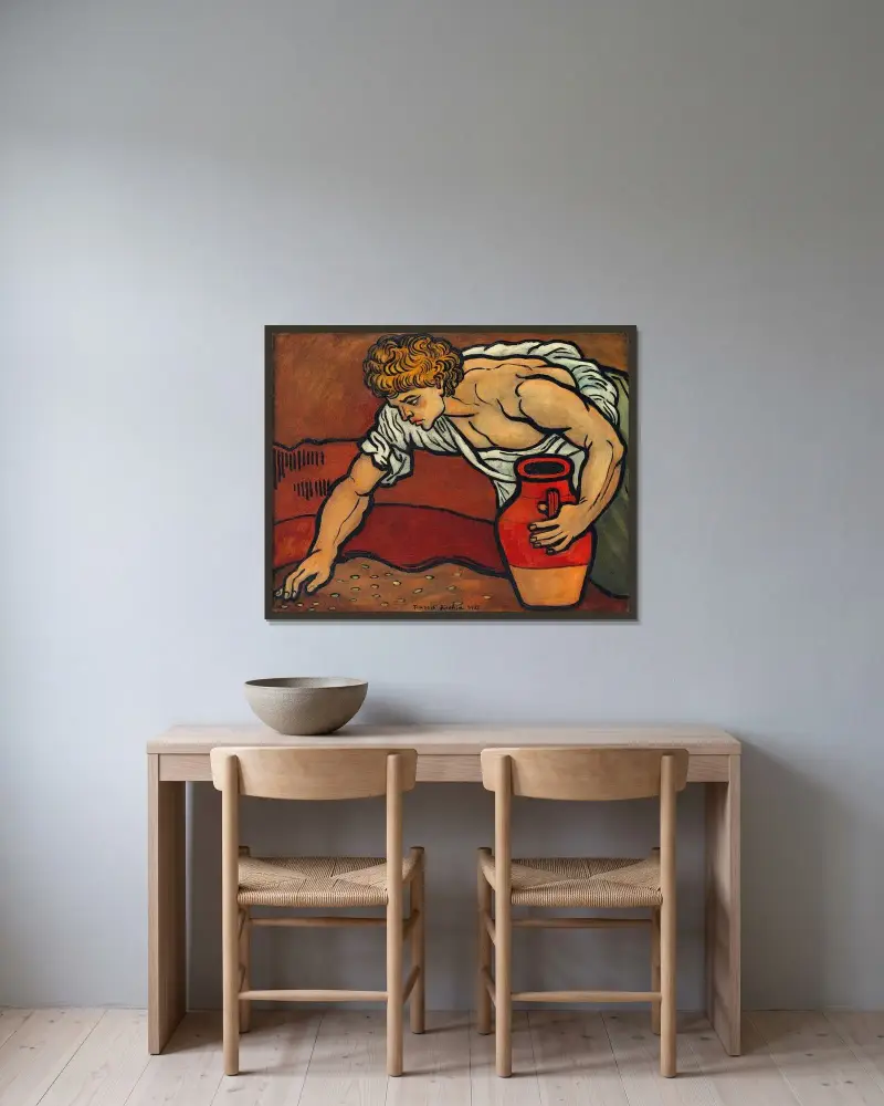 Utan titel (Pojke med kruka) av Francis Picabia inramad på en vägg