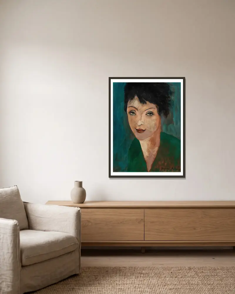 Tête de femme av Francis Picabia inramad på en vägg