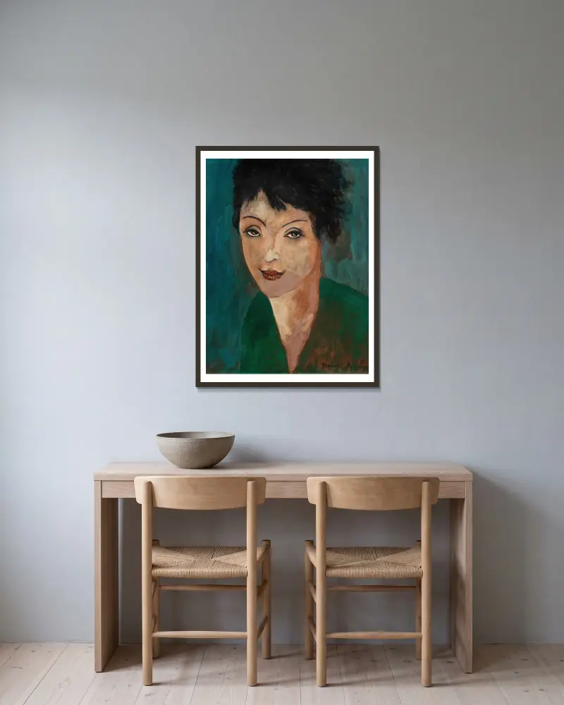 Tête de femme av Francis Picabia inramad på en vägg