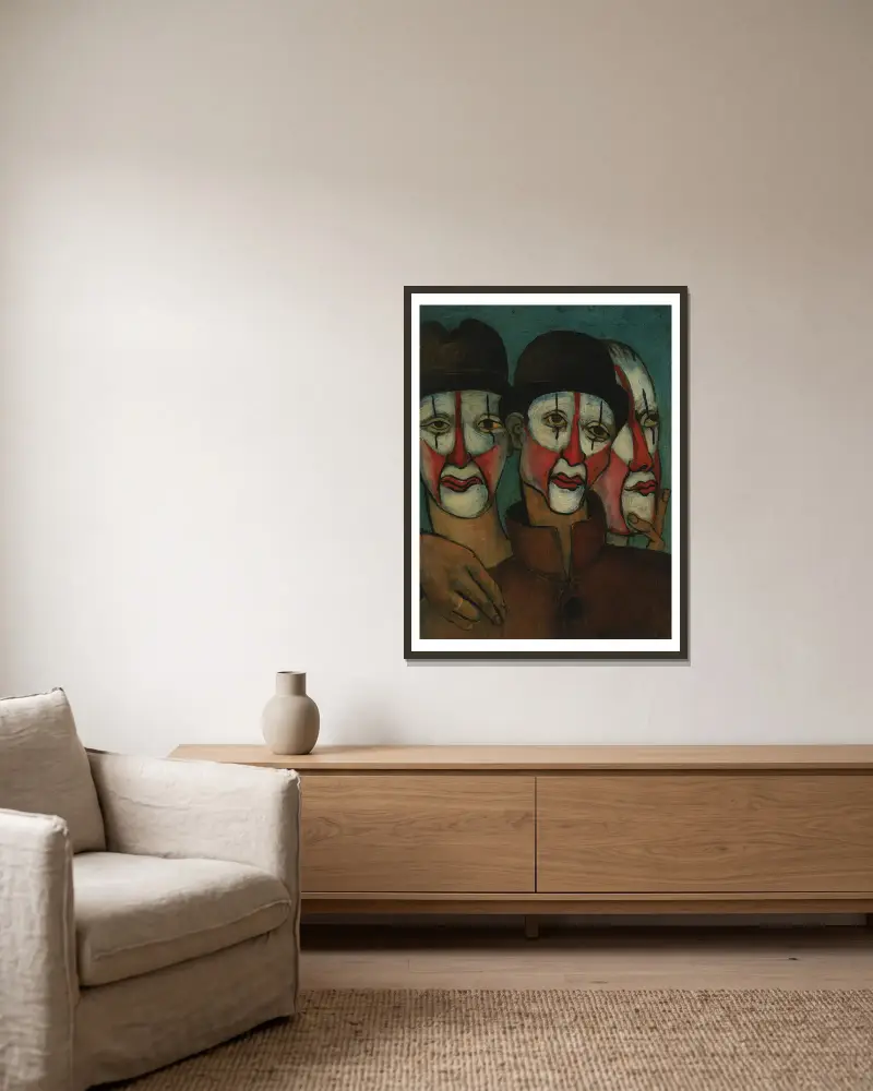 Drei Mimen von Francis Picabia gerahmt an einer Wand