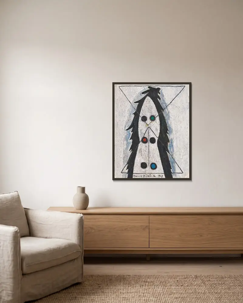 Untitled av Francis Picabia inramad på en vägg