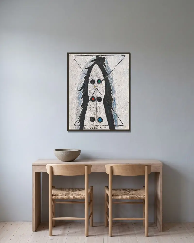 Untitled av Francis Picabia inramad på en vägg