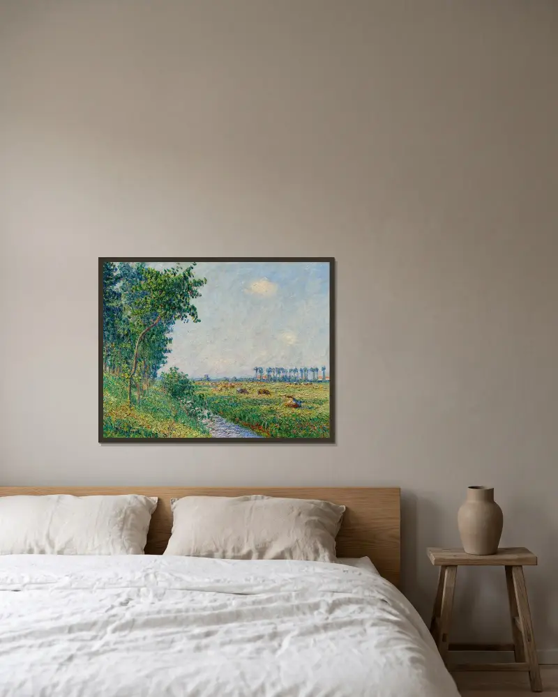 Utan titel (Kor på ängarna i Normandie) av Francis Picabia inramad på en vägg